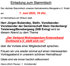 Read more about the article Einladung zum Stammtisch