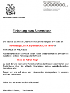 Mehr über den Artikel erfahren Stammtisch am 4. September